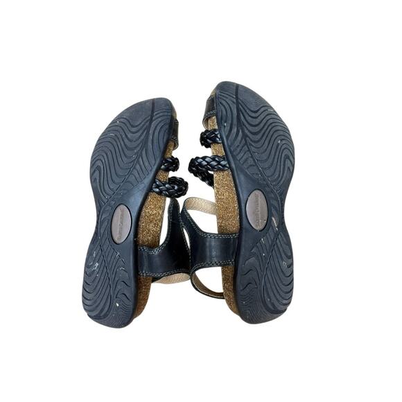 "Earth Origins" Strappy Sandals Women SZ 7.5 Black Leather Straps Hook & Loop - Picture 7 of 7